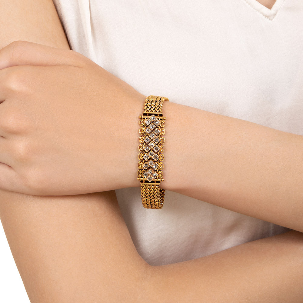 Victorian Rose-Cut Diamond Mesh Bracelet - 3