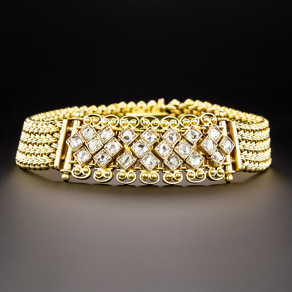 Victorian Rose-Cut Diamond Mesh Bracelet - 2