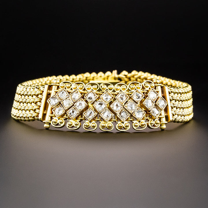 Victorian Rose-Cut Diamond Mesh Bracelet