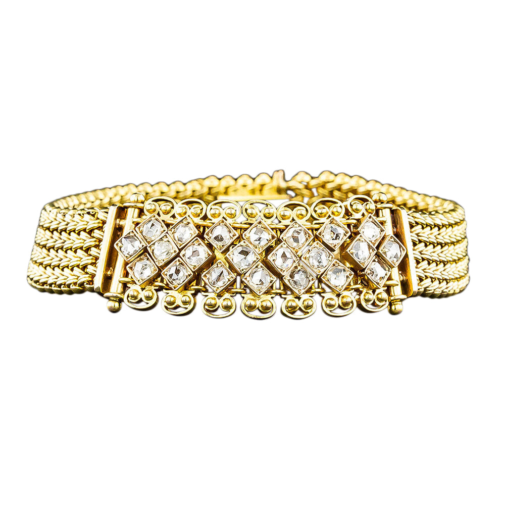 Victorian Rose-Cut Diamond Mesh Bracelet - 5