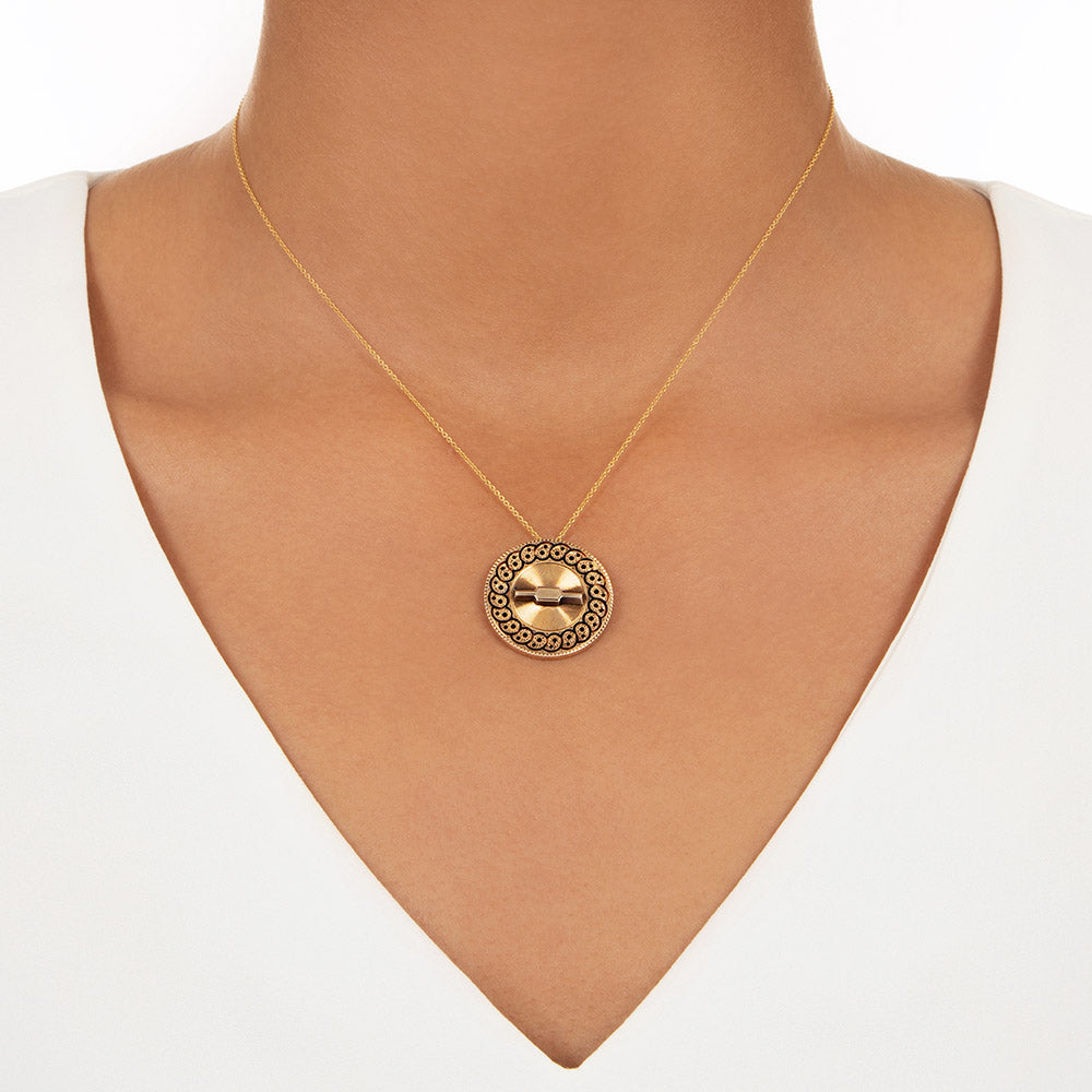 Victorian Round Enameled Pendant - 5