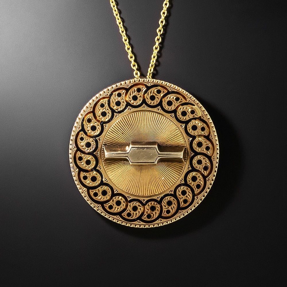Victorian Round Enameled Pendant - 3