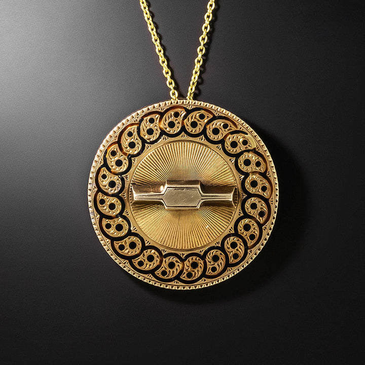 Victorian Round Enameled Pendant