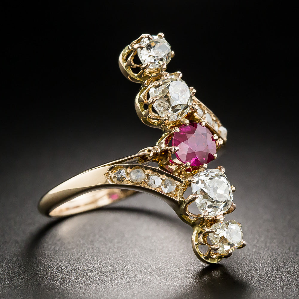 Victorian Ruby and Diamond Dinner Ring - 7