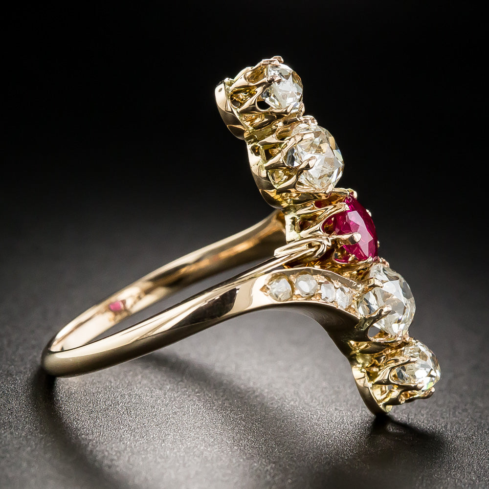 Victorian Ruby and Diamond Dinner Ring - 8