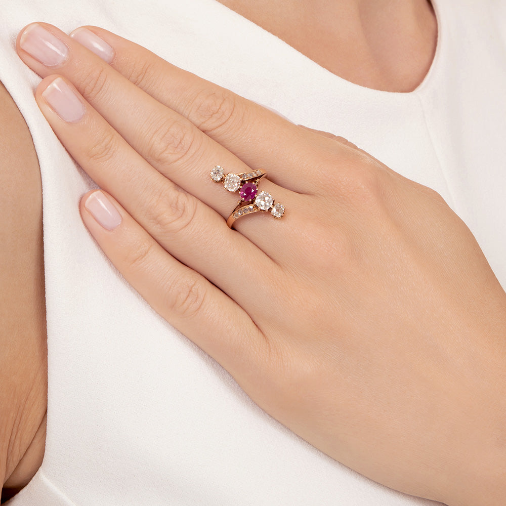 Victorian Ruby and Diamond Dinner Ring - 5