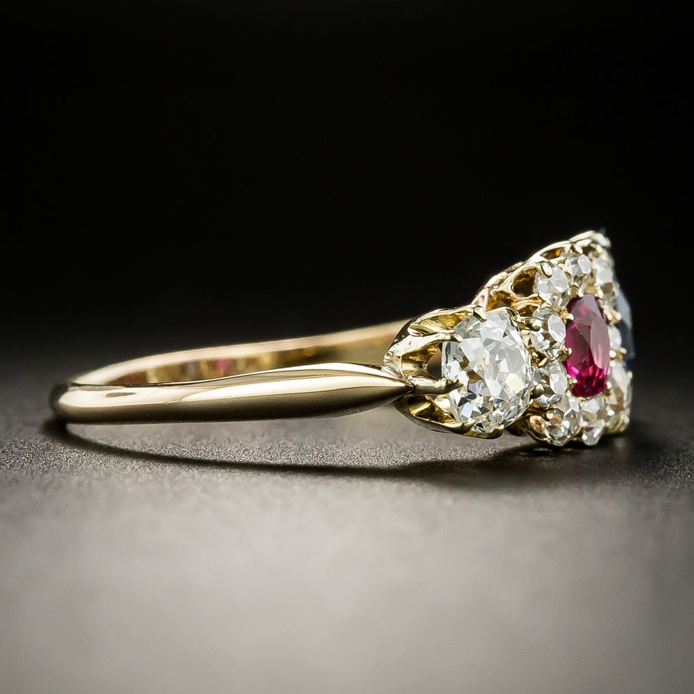Victorian Ruby, Sapphire and Diamond Ring - 4