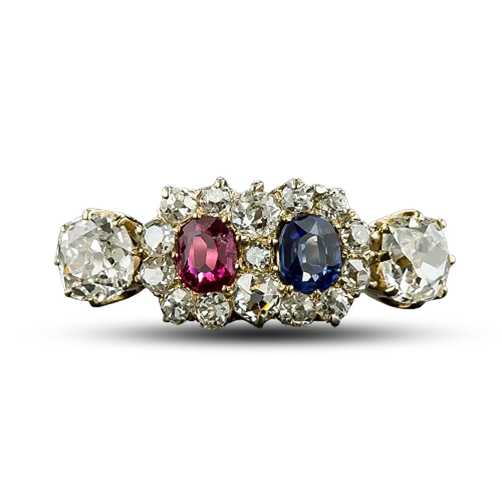 Victorian Ruby, Sapphire and Diamond Ring - 4