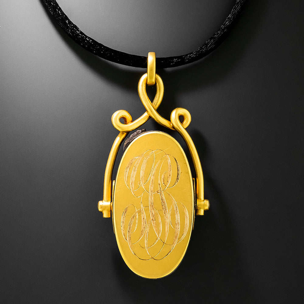 Victorian Shakudo Bird with Cherry Blossoms Pendant - 3