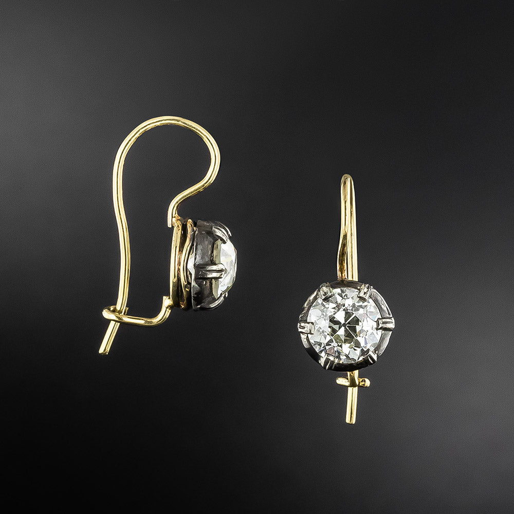 Victorian-Style 4.15 Carat Diamond Solitaire Earrings - GIA - 2