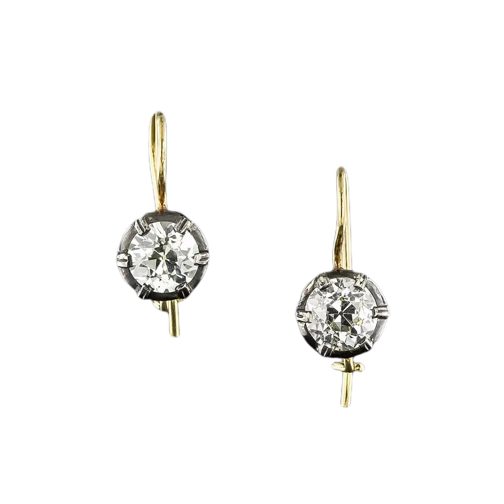 Victorian-Style 4.15 Carat Diamond Solitaire Earrings - GIA - 3