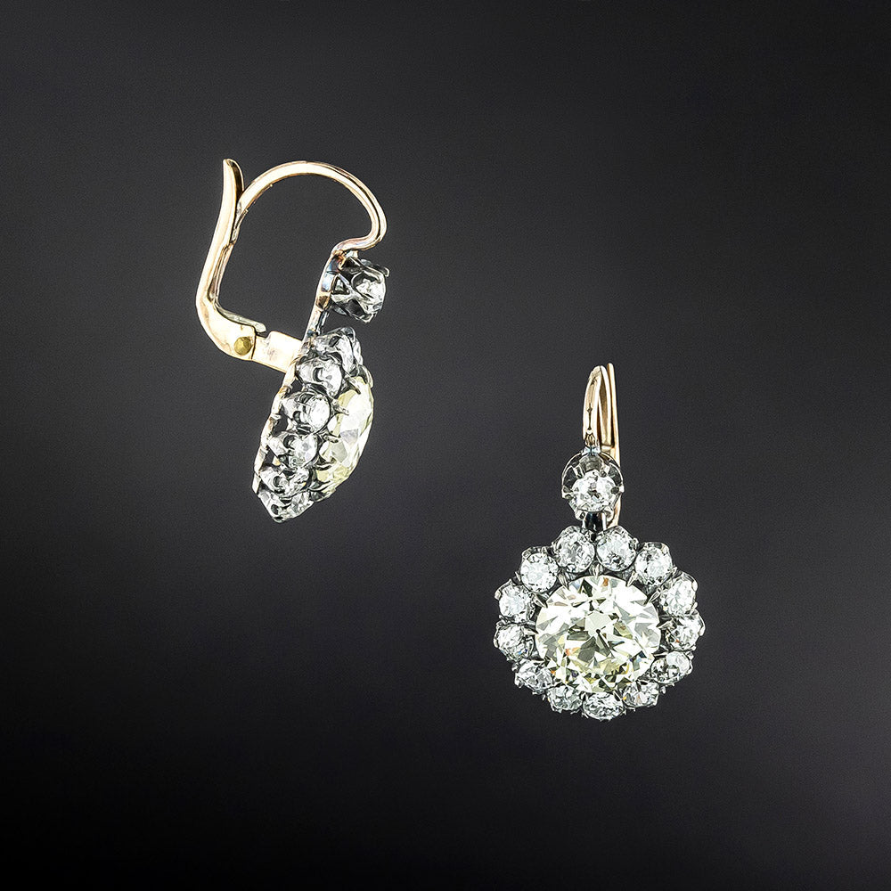 Victorian-Style 6.56 Carat Diamond Drop Earrings - GIA  - 3