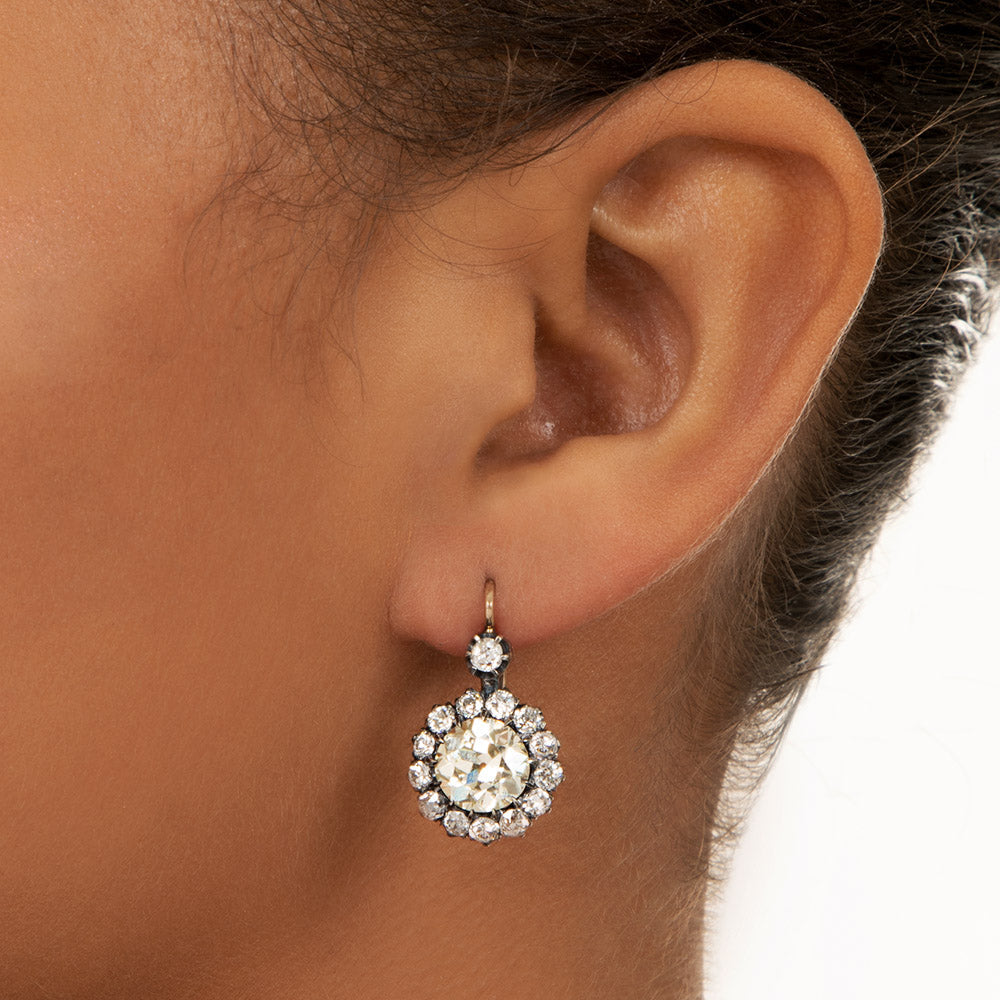 Victorian-Style 6.56 Carat Diamond Drop Earrings - GIA  - 4