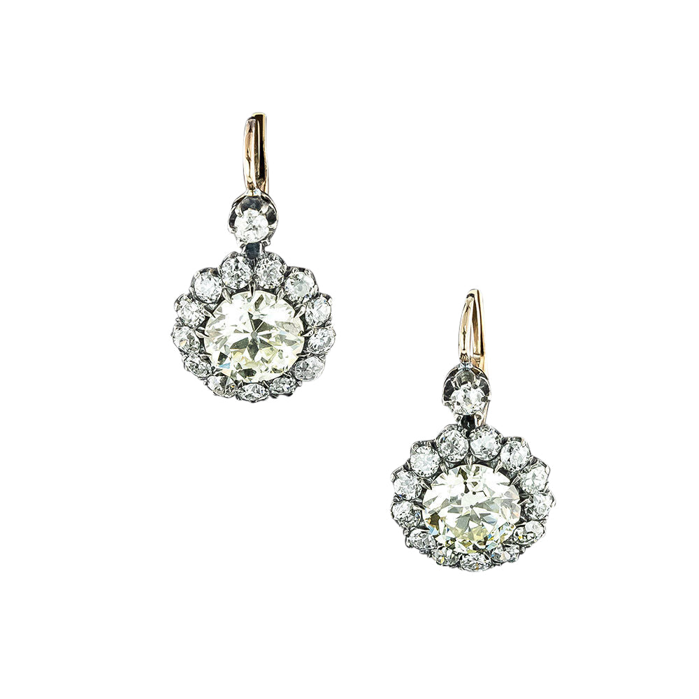 Victorian-Style 6.56 Carat Diamond Drop Earrings - GIA  - 3