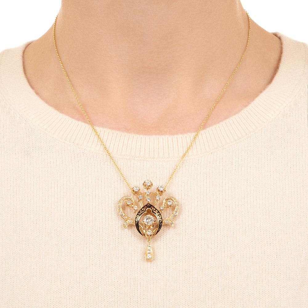 Victorian-Style Diamond and Enamel Necklace - 3