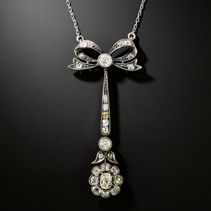 Victorian-Style Diamond Bow Necklace, Poland