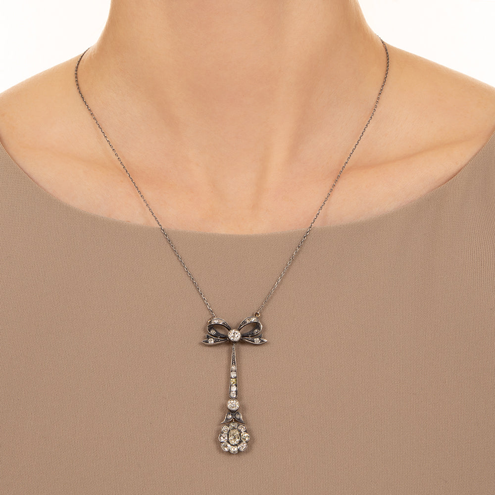 Victorian-Style Diamond Bow Necklace, Poland - 4