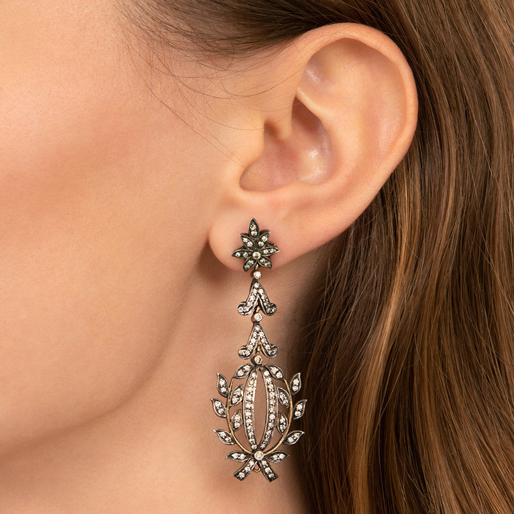 Victorian-Style Diamond Drop Earrings - 4