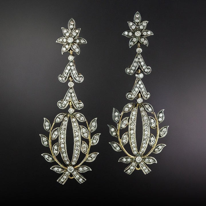 Victorian-Style Diamond Drop Earrings