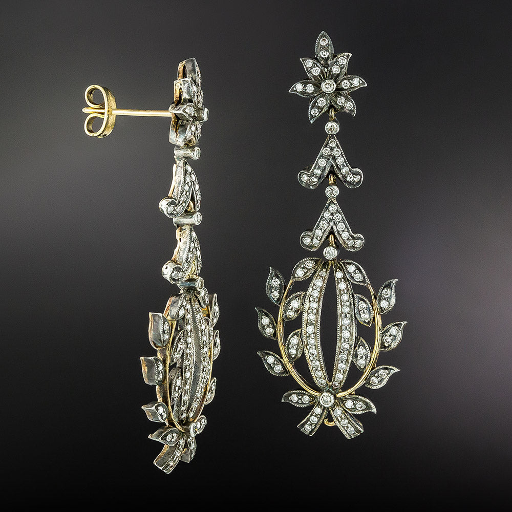 Victorian-Style Diamond Drop Earrings - 2