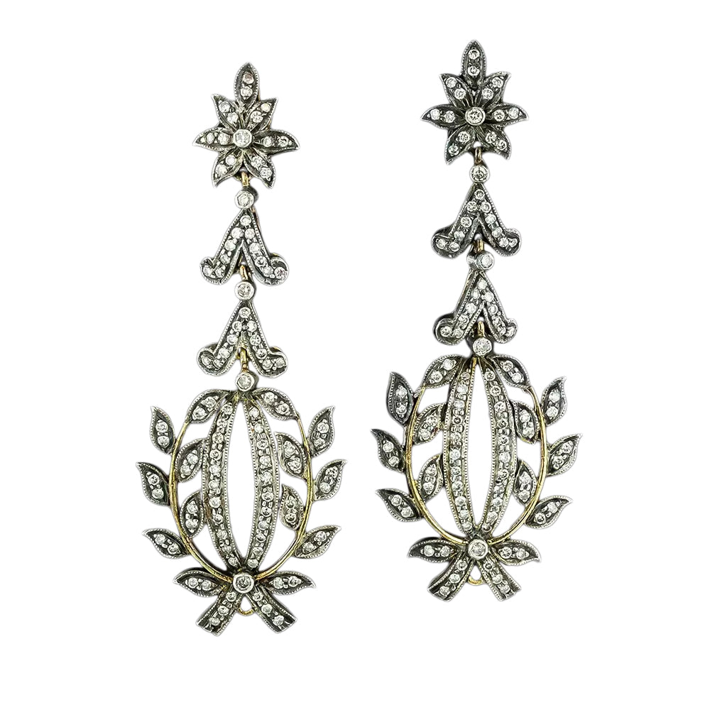 Victorian-Style Diamond Drop Earrings - 3
