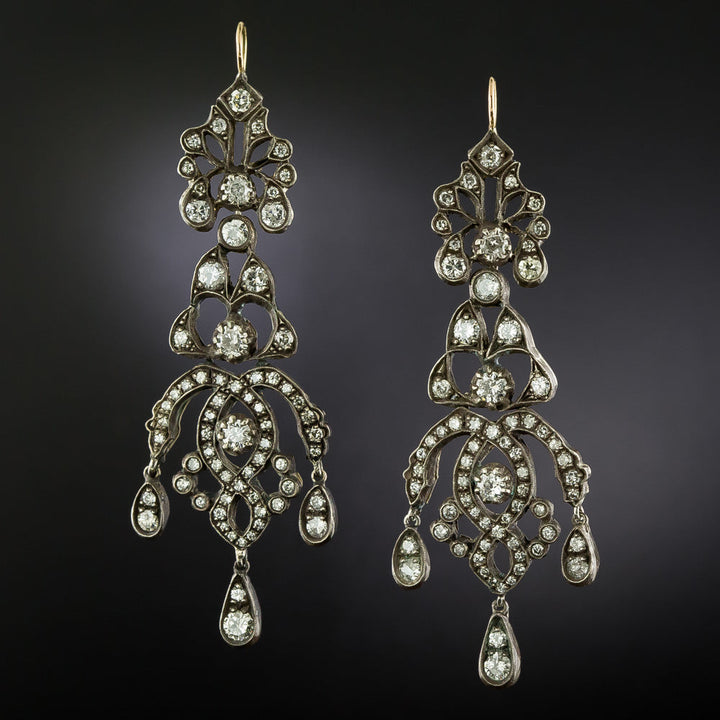 Victorian-Style Diamond Girandole Earrings