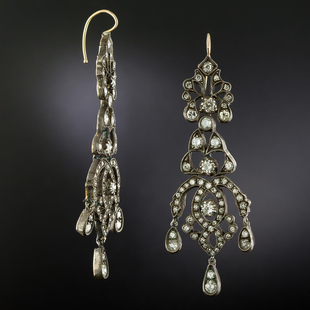 Victorian-Style Diamond Girandole Earrings  - 4