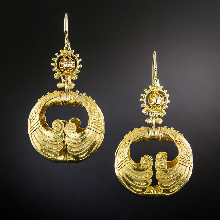 Victorian-Style Etruscan Revival Dangle Earrings