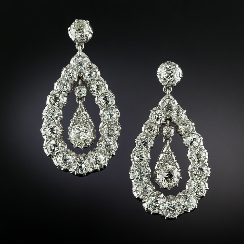 Victorian-Style Large Diamond Dangle Earrings - 3