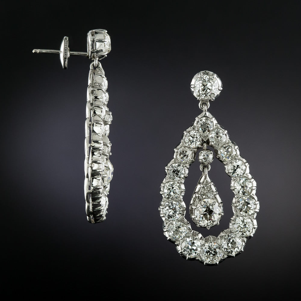 Victorian-Style Large Diamond Dangle Earrings - 4
