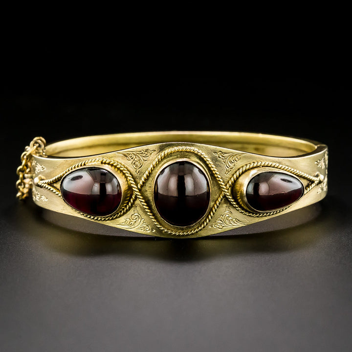 Victorian Triple-Garnet Cabochon Bangle