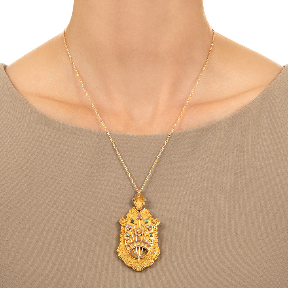 Victorian Turquoise and Natural Pearl Locket - 6