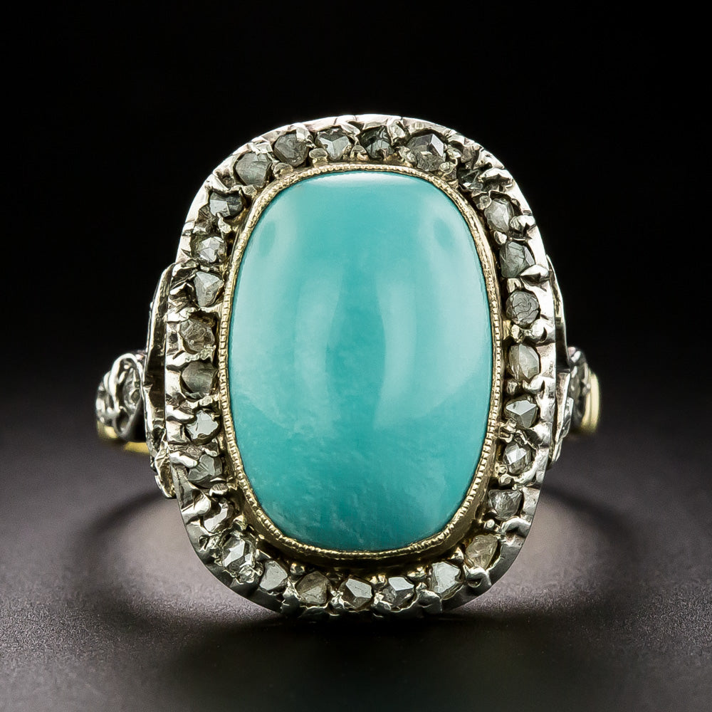 Victorian Turquoise and Rose-Cut Diamond Ring - 3
