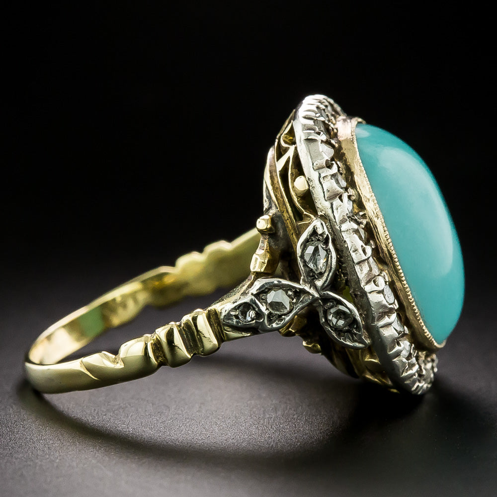 Victorian Turquoise and Rose-Cut Diamond Ring - 4