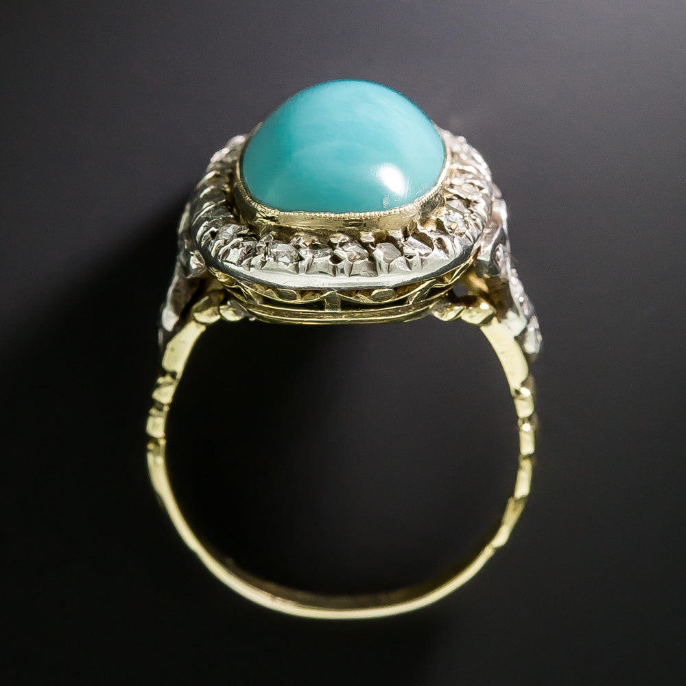Victorian Turquoise and Rose-Cut Diamond Ring - 5