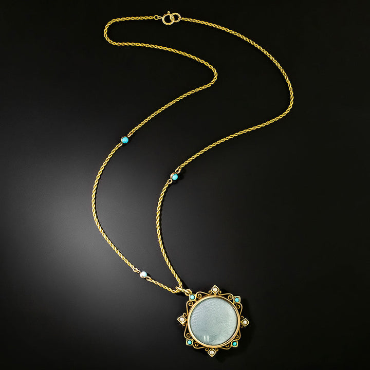 Victorian Turquoise and Seed Pearl Locket