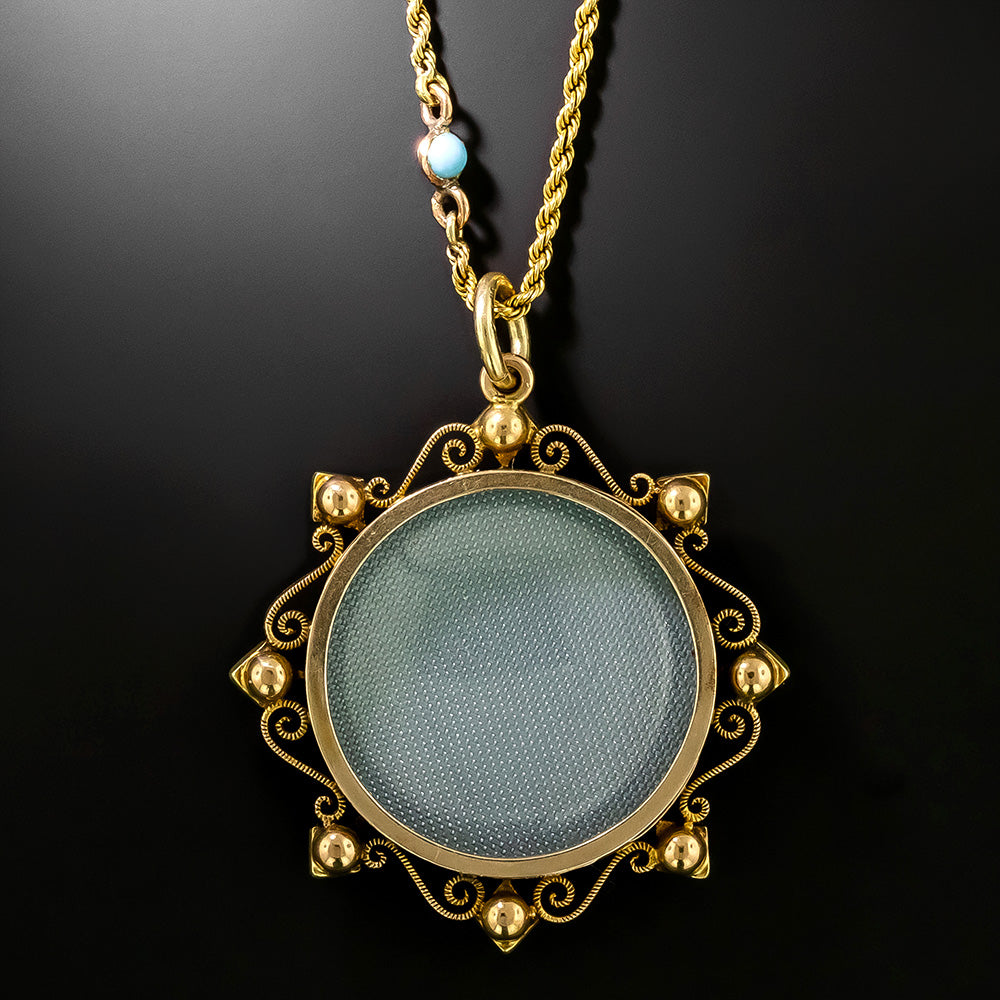 Victorian Turquoise and Seed Pearl Locket - 4