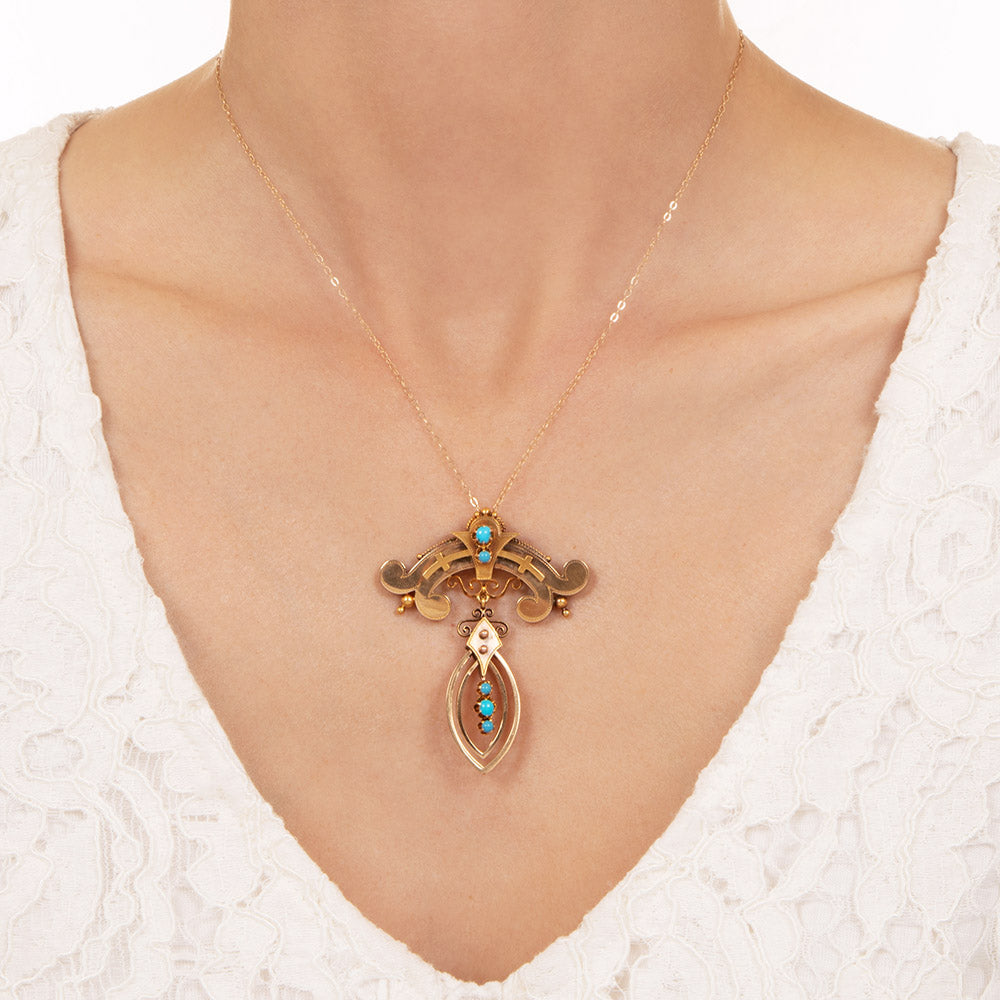 Victorian Turquoise Pendant - 4