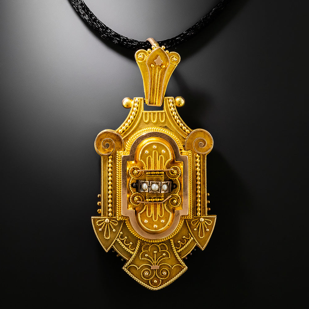 Victorian Two-Tone Gold Seed Pearl Locket - 2