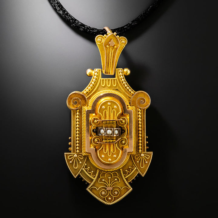Victorian Two-Tone Gold Seed Pearl Locket