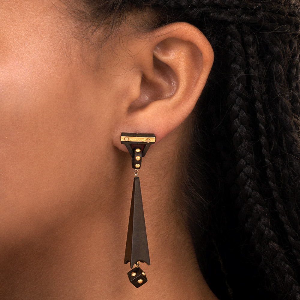 Victorian Vulcanite Dangle Earrings - 3