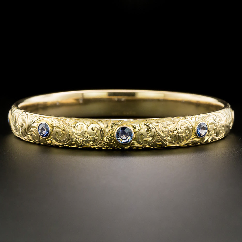 Victorian Yogo Sapphire Bangle Bracelet by Bailey Banks & Biddle, USA - 4