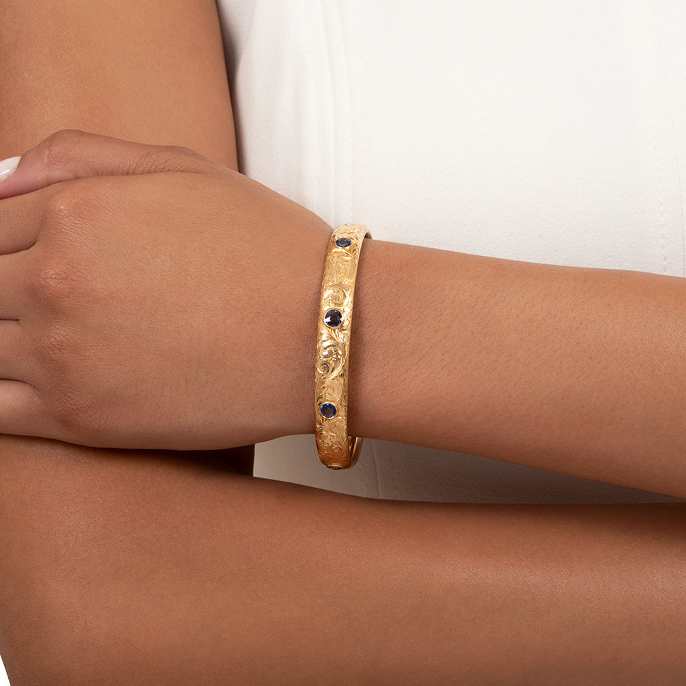 Victorian Yogo Sapphire Bangle Bracelet by Bailey Banks & Biddle, USA - 7