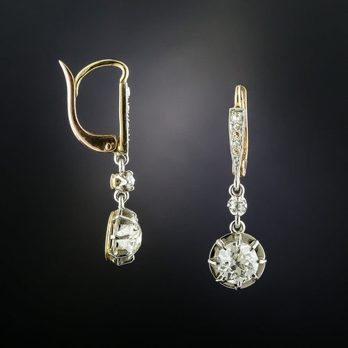 Vintage 1.99 Carat Diamond Drop Earrings - GIA - 2