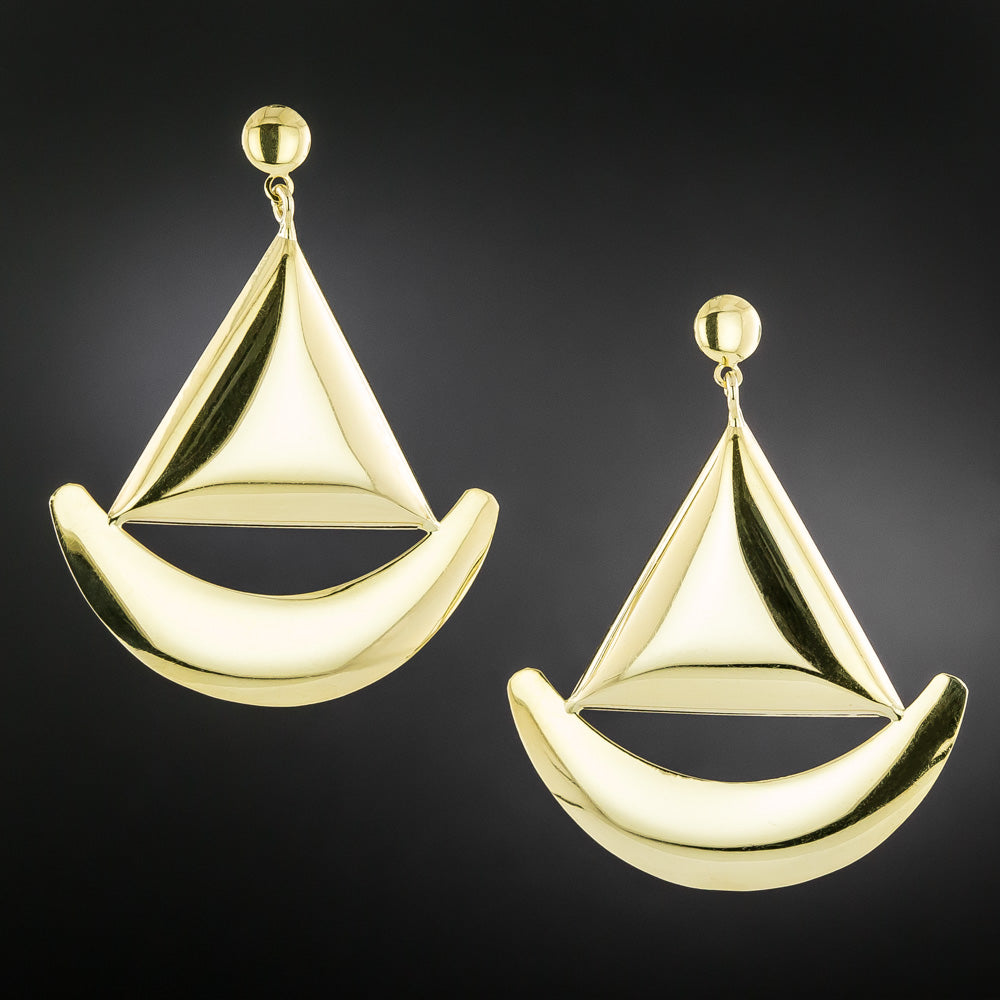 Vintage 1960s Op Art Dangle 18K Earrings - 2