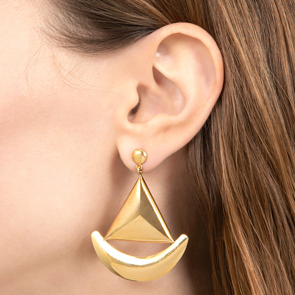 Vintage 1960s Op Art Dangle 18K Earrings - 4