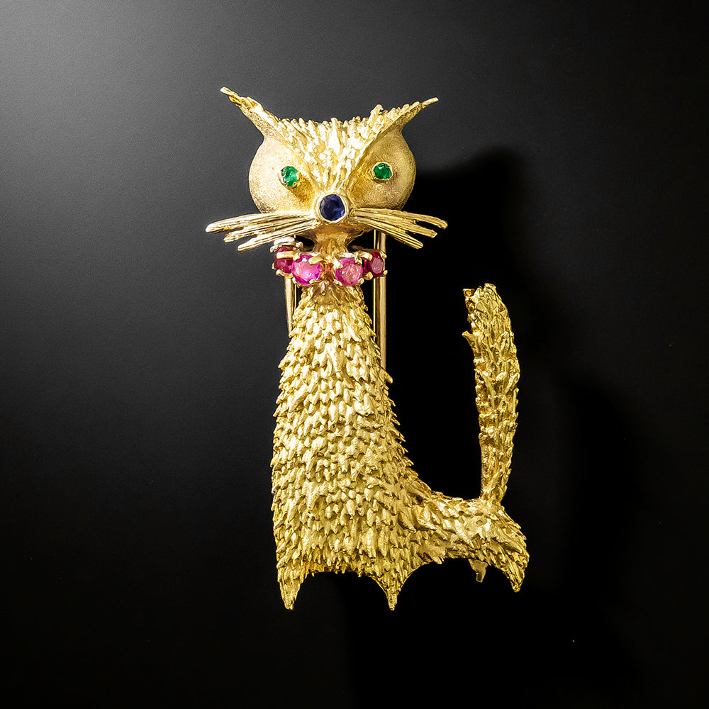 Vintage 1960s Whimsical Cat Brooch - 2