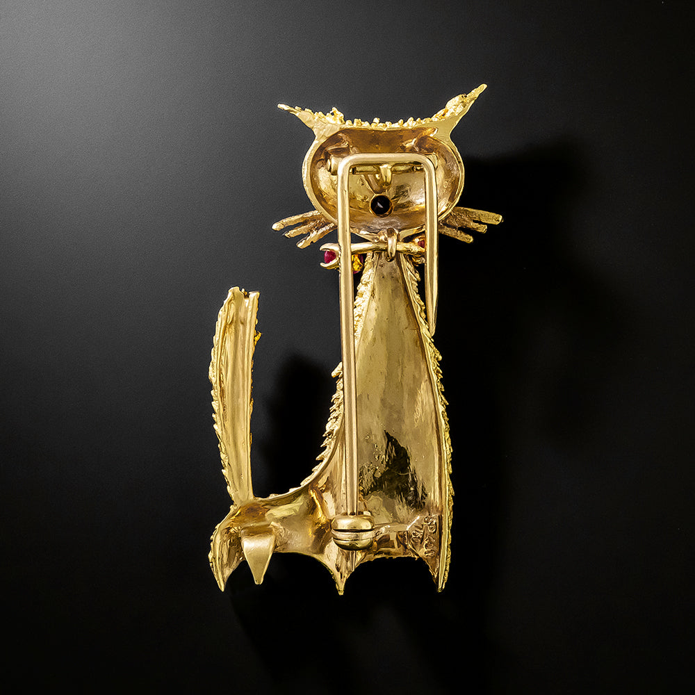 Vintage 1960s Whimsical Cat Brooch - 3