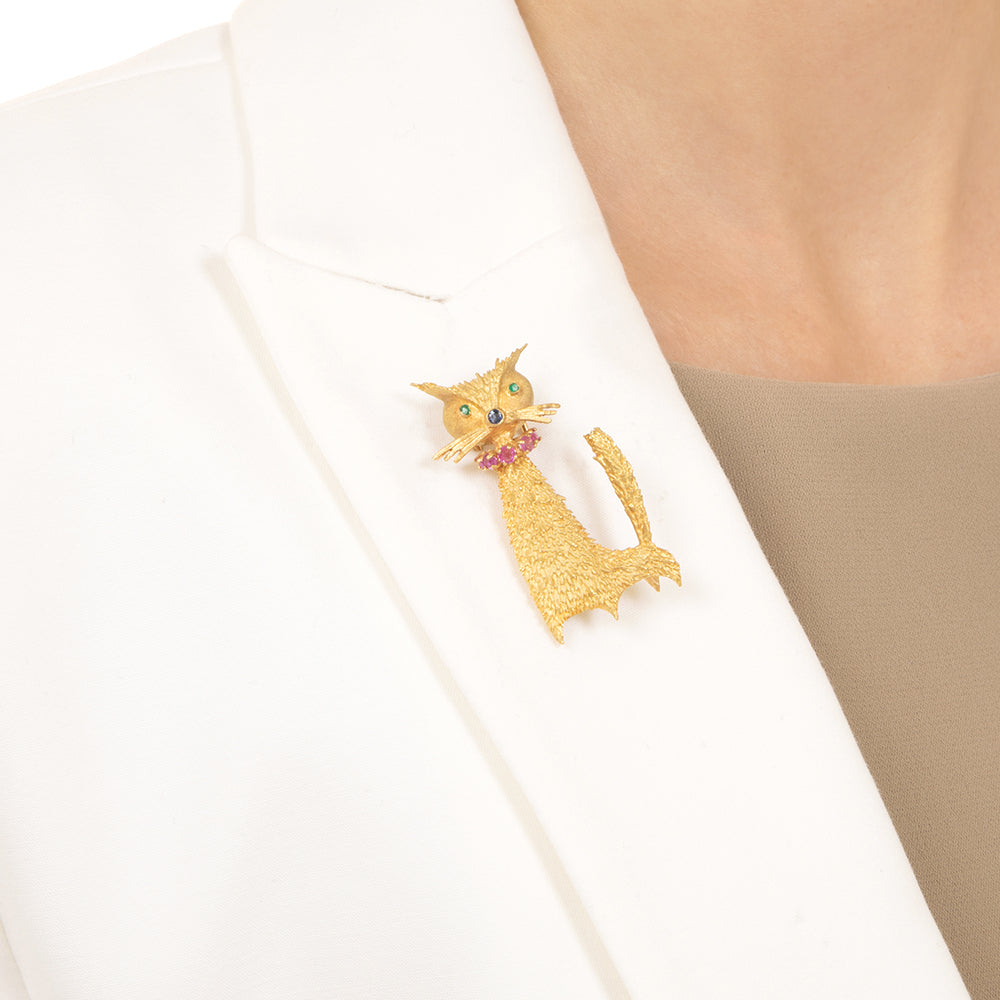 Vintage 1960s Whimsical Cat Brooch - 4
