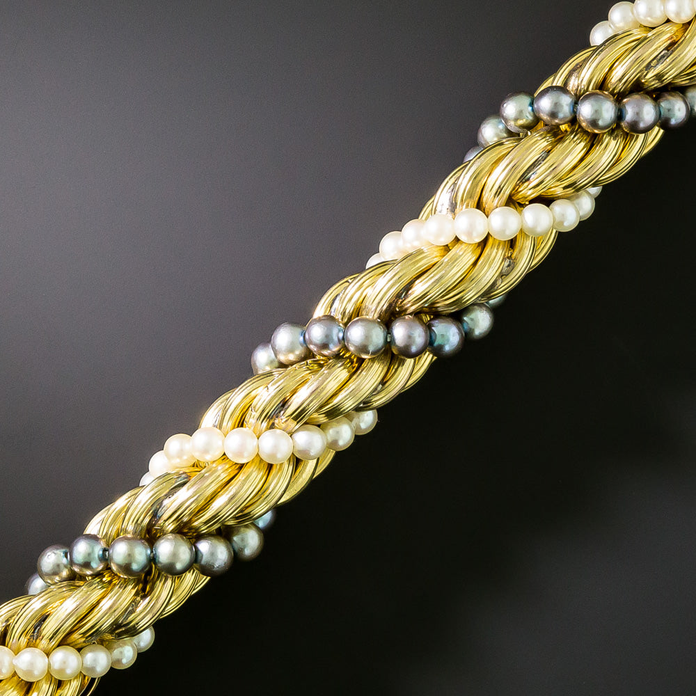 Vintage 1980s B&W Pearl Twist Rope Bracelet - 3